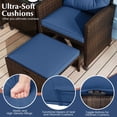 thumbnail image 6 of Costway 5 PCS Patio Rattan Furniture with 2 Wicker Ottomans & Tempered Glass Coffee Table Navy, 6 of 10