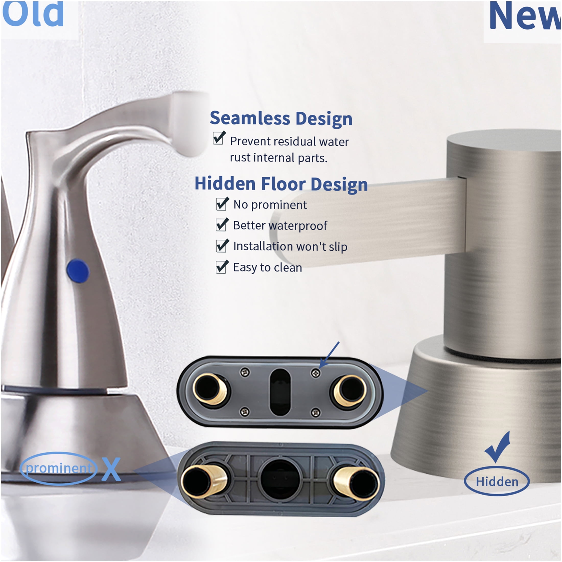 JERFIT Brushed Nickel Centerset Bathroom Sink Faucet, 2 Handle 3-Hole Deck Mount RV Lavatory Faucet, Easy Install Solid Brass Construction