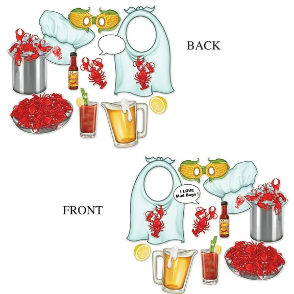 Beistle Pack of 132 Red and White Crawfish Photo Fun Signs 3"-16"