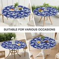 thumbnail image 4 of Round Elastic Tablecloth with Allover Botanical Pattern, Made from Easy Clean Polyester, Perfect for Garden Decor or Family Meals, Fits 44-52 Inch, 4 of 4