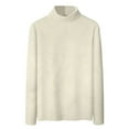thumbnail image 4 of Comdrip Hauts pour Femmes Manches Longues Chemises pour Femmes Coupe Ample Col Roulé Haut Décontracté Automne Hauts Légers Chauds Chandails Hauts Col Roulé pour Femmes Beige 3TG, 4 of 5