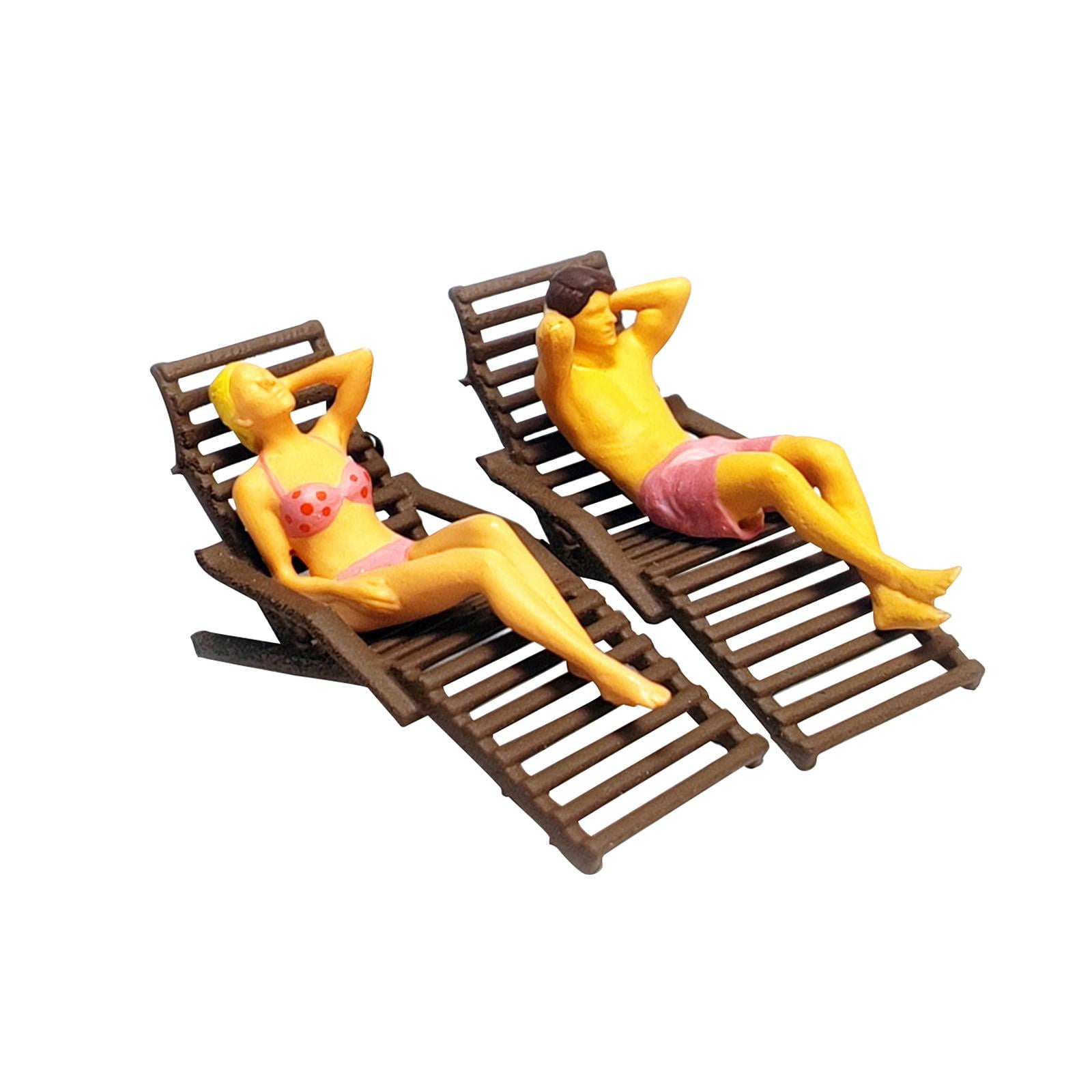 Simulation Beach Couple Set Model Toy Creative Miniature Life Scene for Dioramas Black