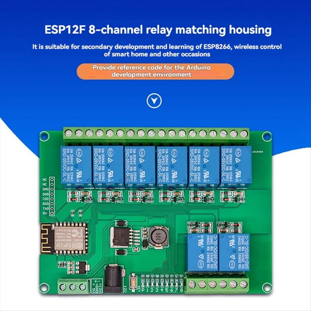 8-CH Relay Module DC12-24/5V Power Supply WiFi Relay Module with Case for ESP8266 Secondary Development