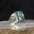 thumbnail image 1 of Anillo clásico con incrustaciones de piedra negra para hombre, anillos Punk de circón, joyería de lujo para boda, compromiso, moda, 1 of 4