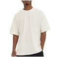 thumbnail image 1 of AherBiu T-Shirts pour Hommes Col Ras du Cou Manches Courtes Tee-Shirts T-Shirts Basiques en Coton pour Hommes Décontractés Entraînement Gym T-Shirts Unis, 1 of 2