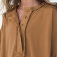 thumbnail image 4 of Blusa holgada Honeeladyy informal de verano con mangas 3/4 y cuello redondo para mujer, ideal como regalo para tu familia o amigos (marrón, XL), 4 of 5