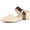 Beige Pink, variant on BLISSFUL STEP Women's Pointy Toe Block Heel Dress Mules Pumps Beige Pink 9