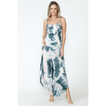 

Women s Maternity Tie-Dye Jumpsuit with Spaghetti Strap