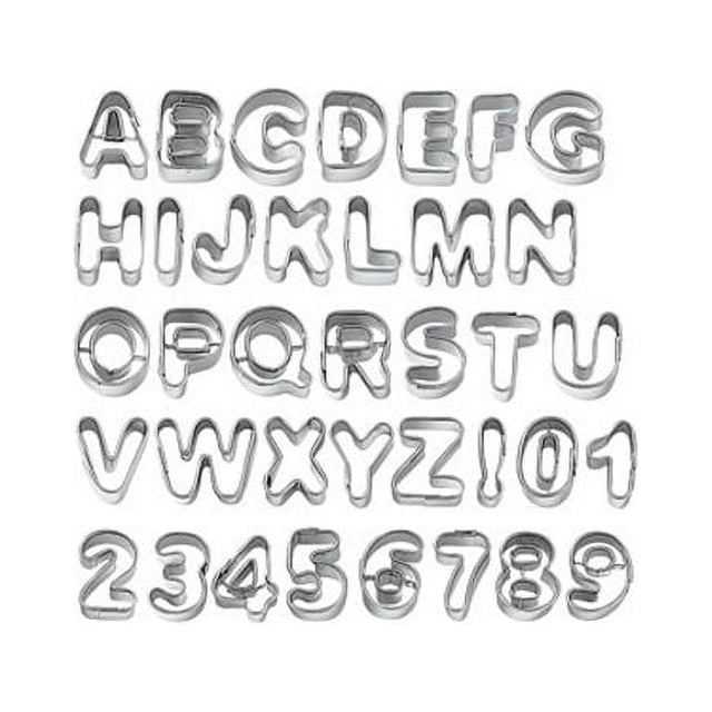 Miangastore Moules à Gâteaux en Acier Inoxydable 37Ensemble Lettres Alphabet Chiffres