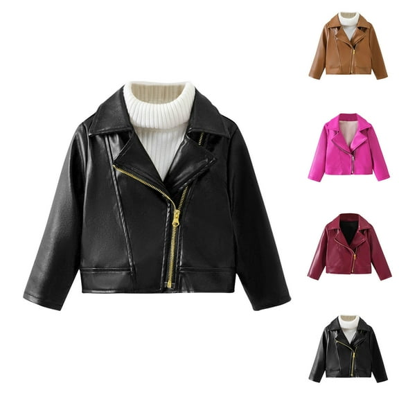 Fesfesfes Faux-Leather Jacket For Kids Dinosaur Printed Long Sleeve Jacket For Boys Wear Hooded Top Jacket Jackets And Tops