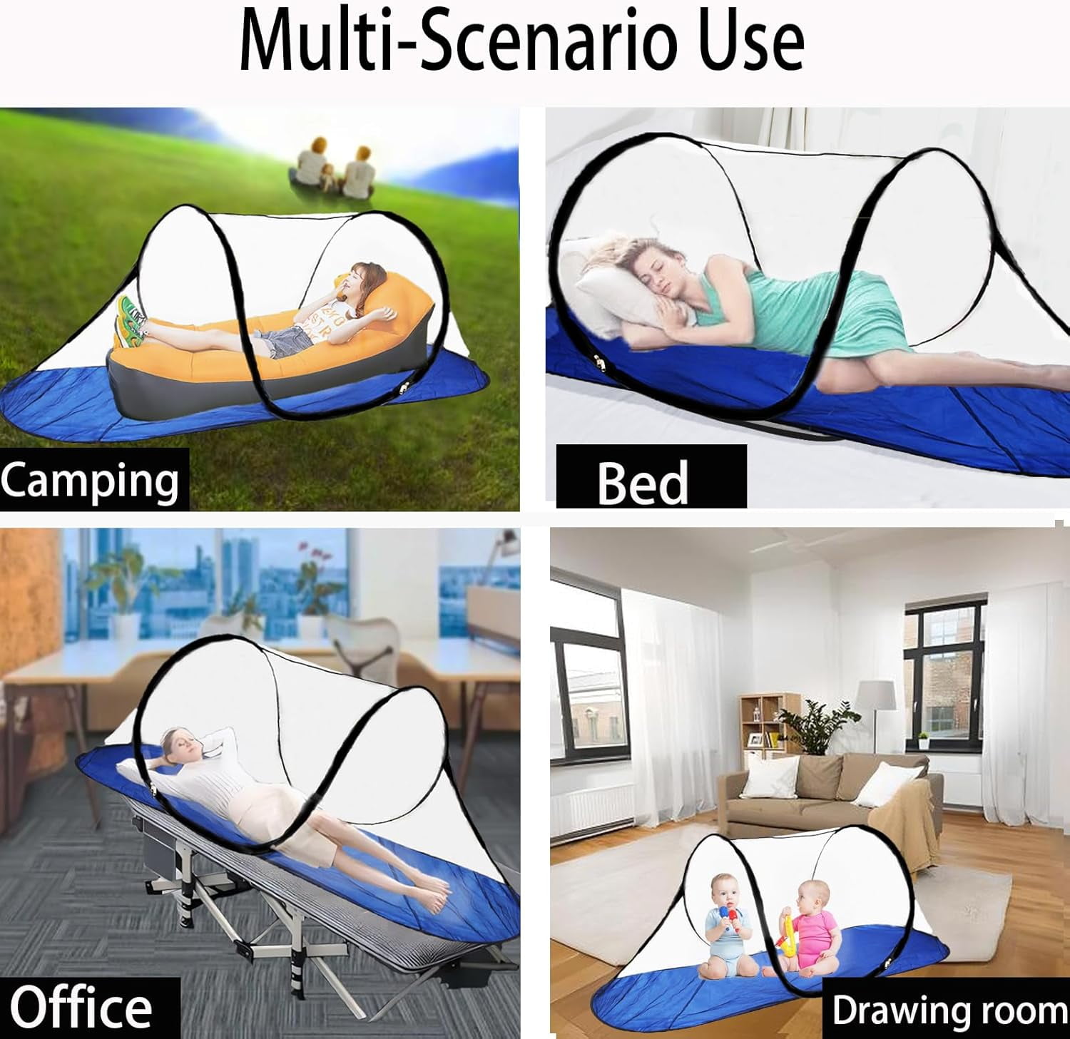 AmzDoer Mosquito Tent with Bottom, Portable Foldable Mosquito Net for Outdoor, Foldable Mosquito Net for Camping, Personal Insect-Proof Canopy, Mosquito Net for Bed, Camping, Travel, Patio, Suitable
