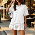 thumbnail image 2 of Polo Shirts for Women Button Collared Summer Short Sleeve Tops Lightweight Work Golf Shirt Womens Blouses White M, 2 of 9