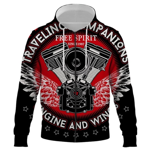 Sudadera con capucha y cremallera de coche de dibujos animados para hombre, sudadera de disfraz, jersey raglán, chándal de primavera, ropa de calle de hip hop para hombre