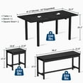 thumbnail image 2 of 5-Piece Extendable Dining Table Set for 4-8 People, 63 Inch Kitchen Table with 2 Benches & 2 Stools, Space Saving Modern Dining Room Furniture, Easy Assembly Metal Frame, 2 of 6