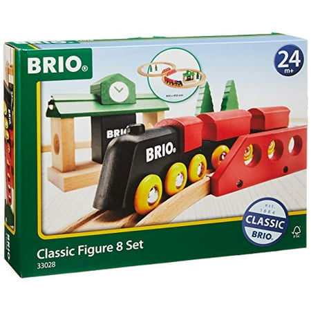 BRIO World 33028 - Classic Figure 8 Set - 22 Piece Wood Toy Train Set with Accessories and Wooden Tracks for Kids Age 2 and Up