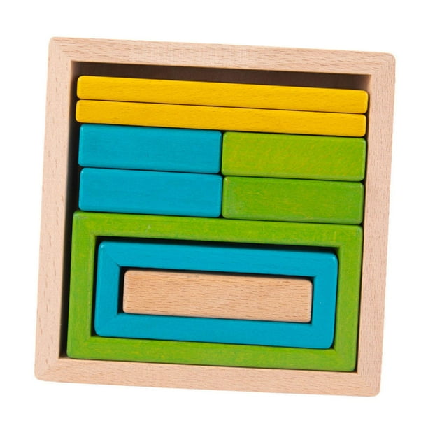 Bloques de rompecabezas apilables de madera Montessori con formas geométricas de colores Rectángulo geométrico