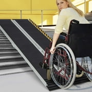 Costway Portable Aluminum Wheelchair Ramp 5 FT with Transition Plate & Non-slip Surface