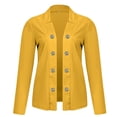 thumbnail image 4 of Pimfylm Women Sweater Blazer 3/4 Sleeve Cropped Cardigan Lightweight Notch Collar Knit Blazer Jacket Business Casual Yellow, L, 4 of 5