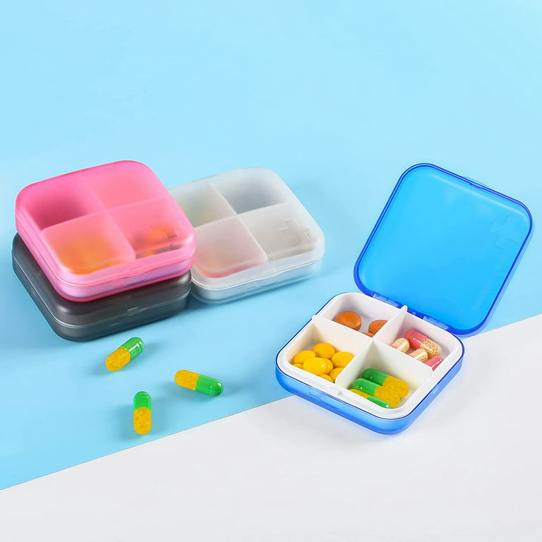 Small Pill Box Medicine Organizer - GLCONN Portable Medication Storage Case  with 2 Sizes Compartments - Cute Vitamin Holder for Supplement, Capsule