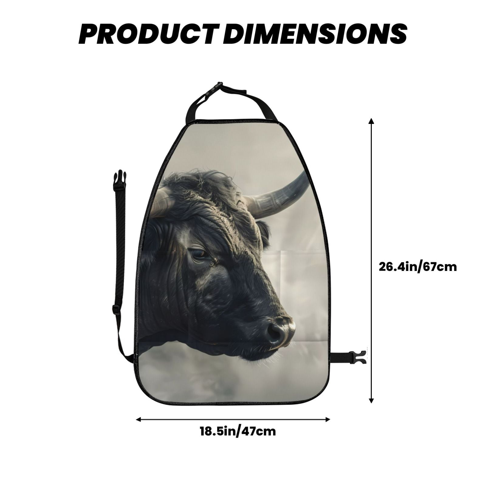 Xecao Mystical Bull in Fog Pattern Car Seat Back Protector 2 Pack Large Capacity Pocket, Kick Mats Back Seat Protector