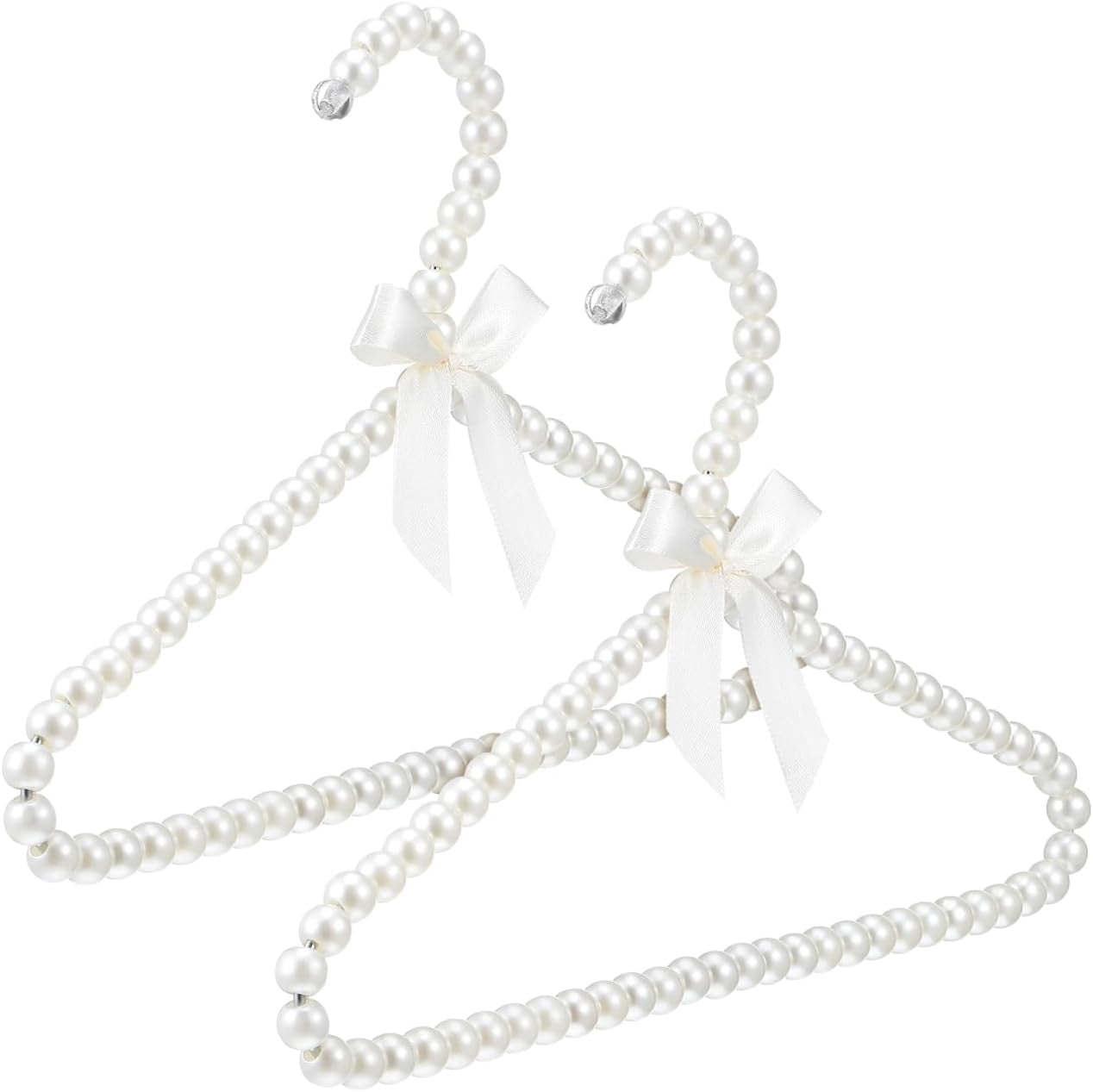 SHAANXIXIAN Pearl Hangers for Baby Girls: Non-Slip Small Pearl Beaded Clothes Hangers for Toddler Kids & Infant Nursery Closet & Pet Clothes - 2 Pack, 12x7.5 Inch