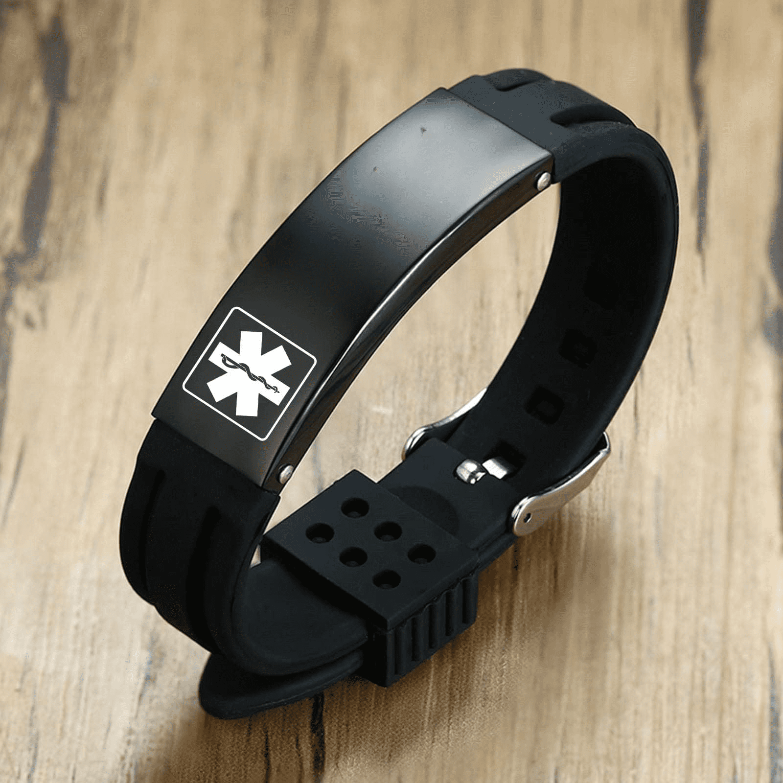 Medical Alert ID Bracelet For Epilepsy - Silicone & Stainless Steel, Waterproof, Adjustable For Men, Women, Kids - View #2