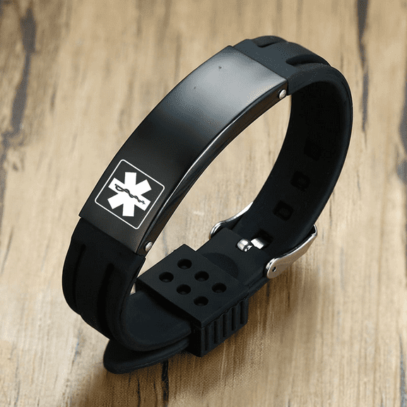 Silicone Medical Alert Bracelets for Men & Women Kids, Adjustable Medical ID Bracelets Wristband