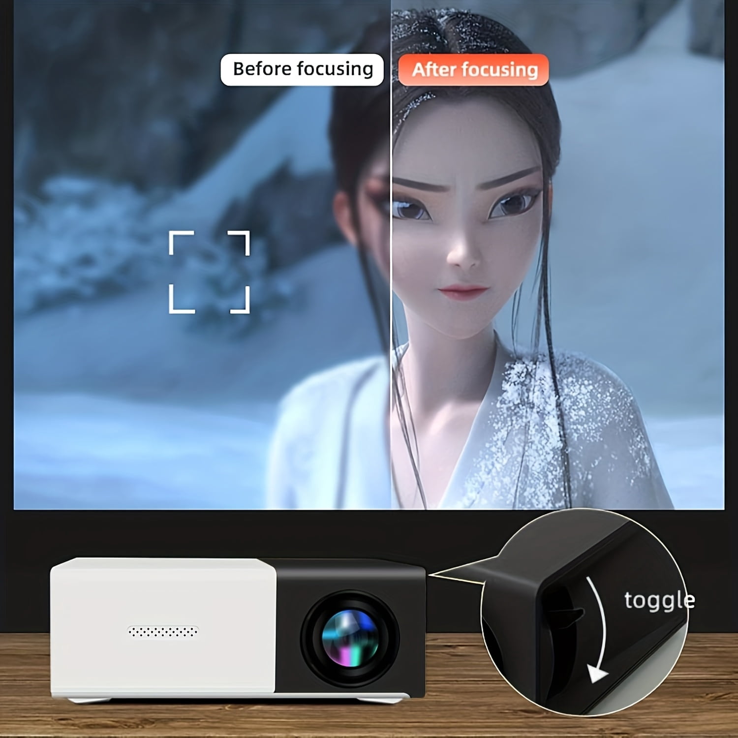 A 1080P Mini LED Projector, Compact And Portable, Suitable for Outdoor And Home Use, Supports 1080P HD Resolution, Local 240P, Compatible with Android, Ios, Windows, Etc., Supports USB Power Supply