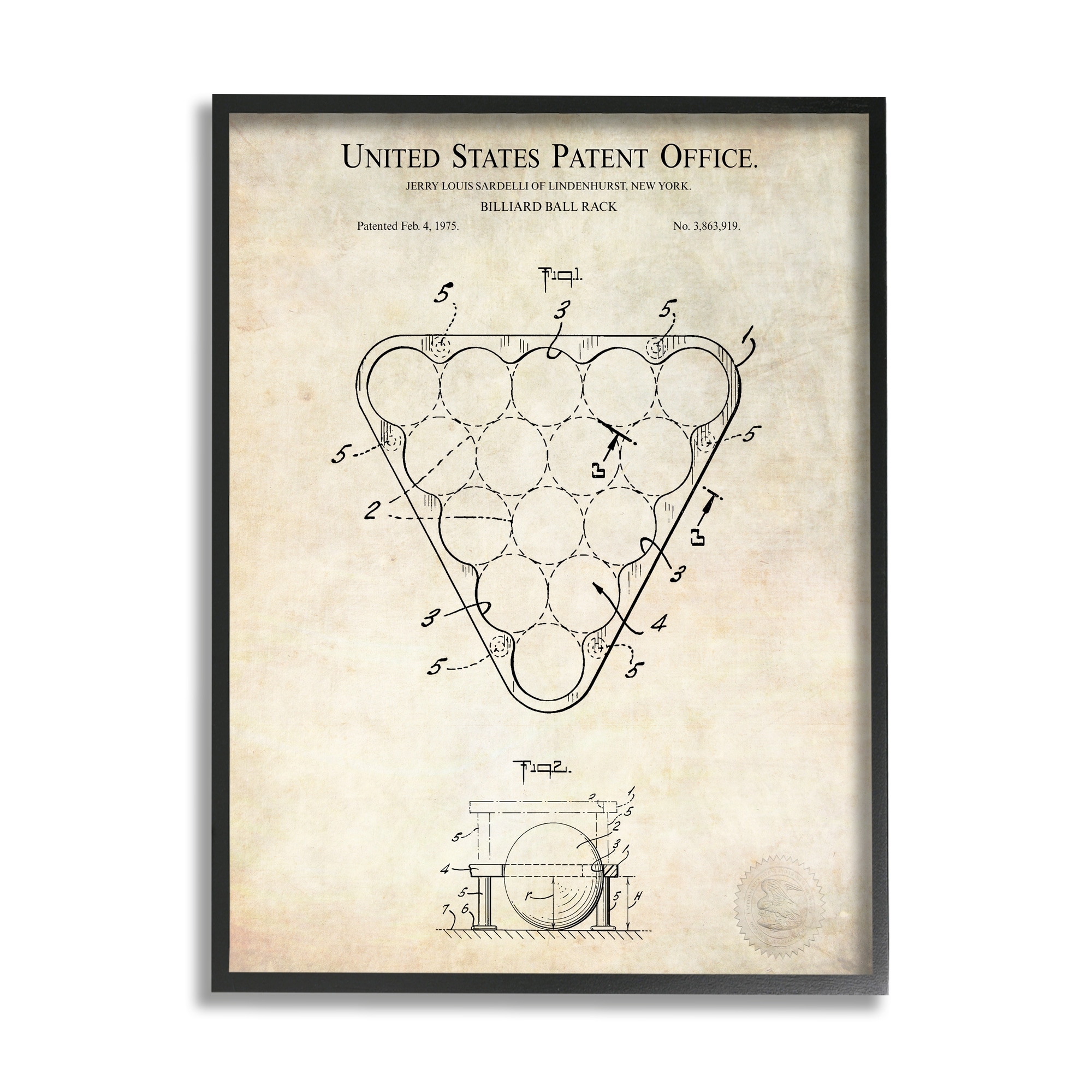 Stupell Industries Vintage Billiards Pool Game Diagram Blueprint Design Framed Wall Art, 16 x 20, Design by Karl Hronek