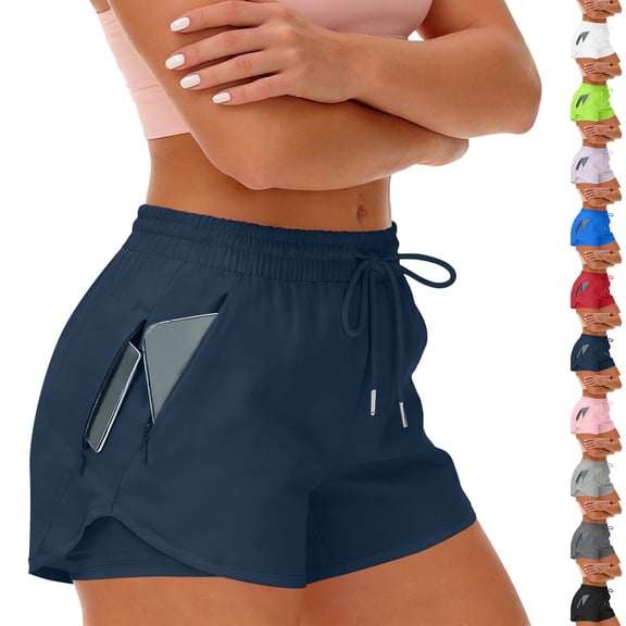 Womens High Waist Running Shorts with Pockets Quick-Dry Lightweight Athletic Shorts for Workout Yoga Daily Casual Wear Yellow