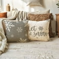 thumbnail image 4 of Grey Winter Holiday Decor Throw Pillow Cover 20x20 Set of 2 Farmhouse Christmas Decorations Snowflake/Let It Snow Winter Decorative Cushion Covers for Sofa/Couch/Porch, 4 of 6