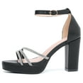 thumbnail image 2 of DADAWEN Women's Open Toe Chunky Heel Platform High Heels Shiny Wedding Party Dress Shoes Black 7.5, 2 of 5