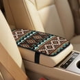 thumbnail image 3 of Xoenoiee Geometric Navajo Ethnic Tribe Print Faux Leather Interior Accessories Set of 5, Waterproof Car Seat Cover Car Seatbelt Cover Armrest Cover Pad Universal Fit Truck SUV, 3 of 7