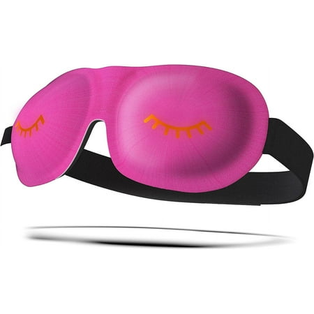 SMUG 100% Blackout Deep Sleep Mask, Adult, Contoured 3D Lash Protector, Pink Wink Print