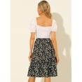 thumbnail image 5 of DARING DIVA Women's Flowy Ruffle Hem Tiered Floral Midi Skirt M Black, 5 of 6