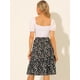 thumbnail image 5 of INSPIRE CHIC Falda Midi Floral Fluida Con Volantes En El Dobladillo Para Mujer Negro M, 5 of 6