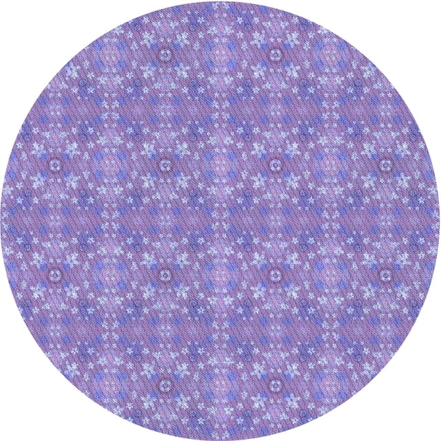 Ahgly Company Tapis Rond Lavable en Machine Intérieur Transitionnel Mimosa Violet, 8 Pieds Rond