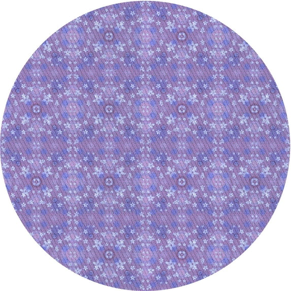 Ahgly Company Indoor Round Patterned Purple Mimosa Purple Area Rugs, 5' Round
