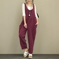 thumbnail image 4 of B91xZ Rompers for Women Wide Leg Loose Baggy Jumpsuit Rompers,Red XL, 4 of 5