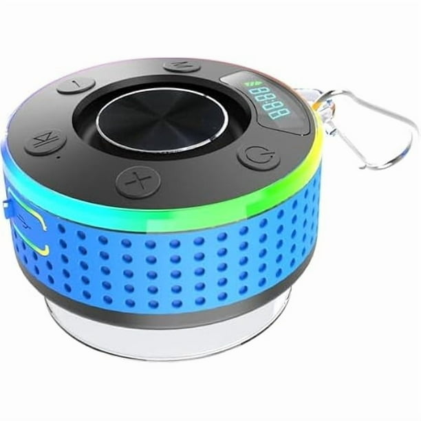 wonima11 Bluetooth Speaker, Portable Bluetooth Speakers with Stereo Sound, LED Light Wireless Speaker with Suction Cup 24