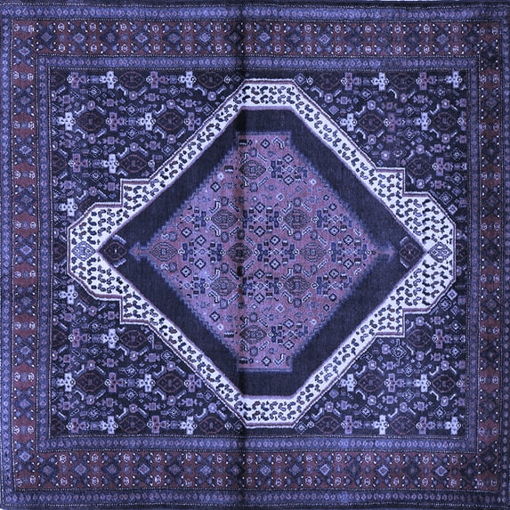 Ahgly Company Indoor Square Persian Blue Traditional Area Rugs, 7' Square