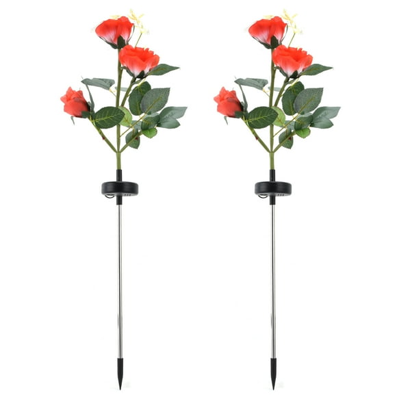Lawn Light, Artificia Rose Flower Rose Light Beautiful Landscape Light Windproof  For Garden For Lawn For Yard For Park Champagne,Yellow,Pink,Red