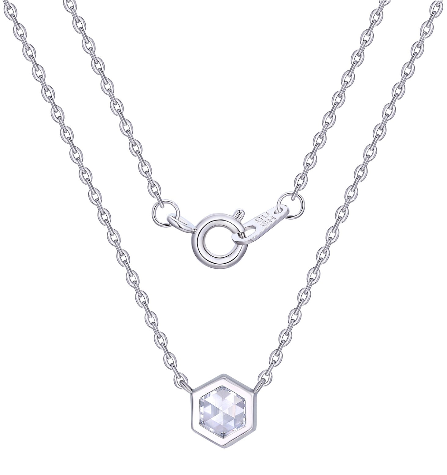 Fine Silver Plated Double Necklace Set with Simulated Diamonds Adult