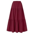 thumbnail image 4 of vigerkar Womens Maxi Skirt Drawstring High Waisted Summer Long Skirts Lightweight Tiered Flowy Floral Pleated Skirts With Pockets Wine, M, 4 of 4