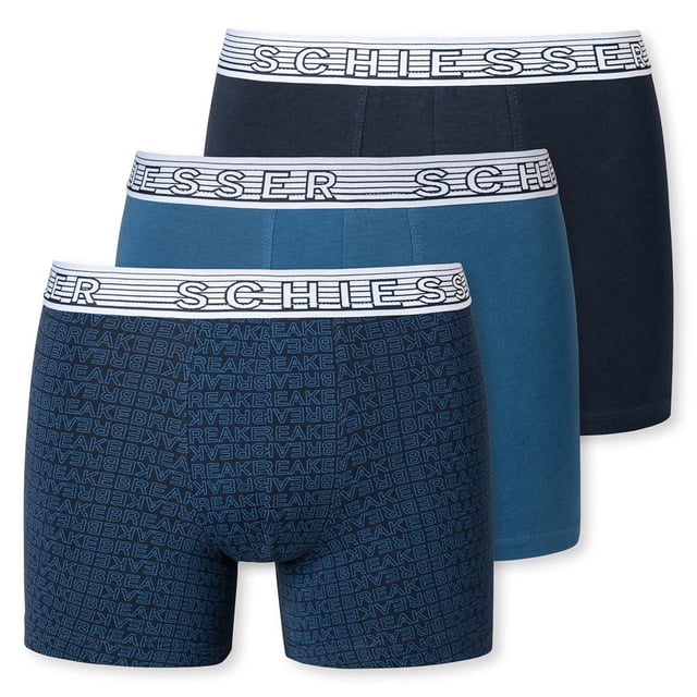 SCHIESSER Boys Shorts 3-Pack - Serie "95/5", Calzoncillos, Algodón Orgánico Azul 164