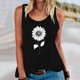 thumbnail image 2 of Gibobby Camiseta sin mangas de verano para mujer, camiseta sin mangas con gráfico de flores , camiseta informal para vacaciones(Negro,M), 2 of 4