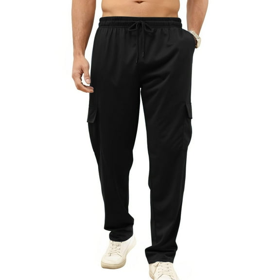 qolati Men's Joggers Sweatpants Big and Tall Straight Leg Athletic Cargo Pants Casual Loose Fit Workout Running Hiking Pants