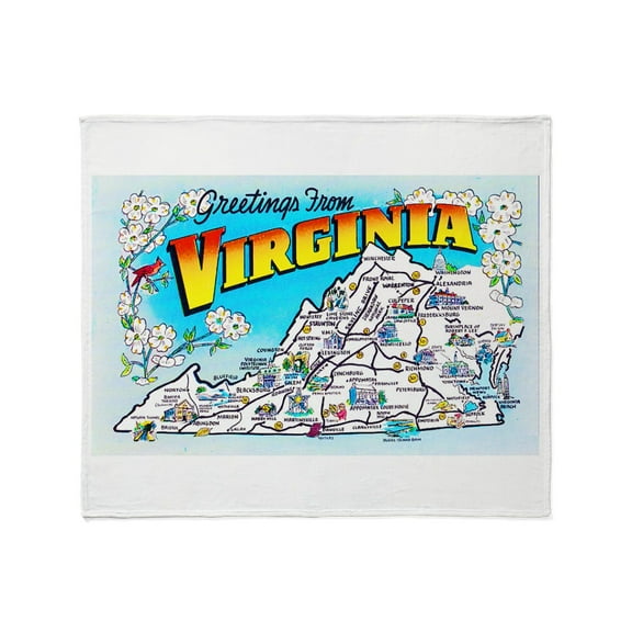 CafePress - Virginia Map Greetings Throw Blanket - Soft Fleece Throw Blanket, 50"x60" for All Ages