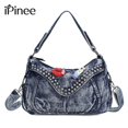 thumbnail image 2 of IPinee-Bolso de mano de mezclilla para mujer, bandolera informal de motocicleta, de marca famosa, a la moda, color azul Fivean unisex, 2 of 2