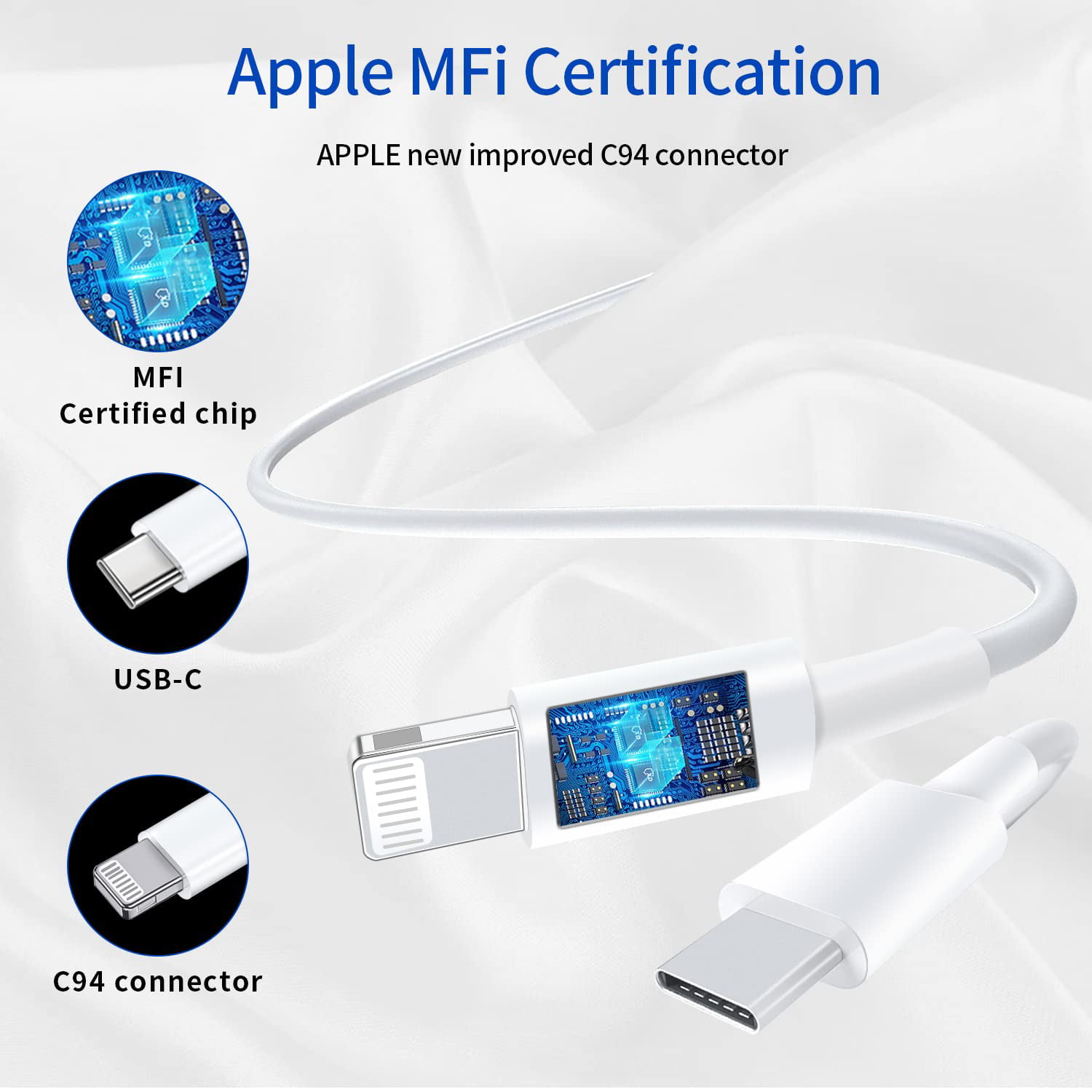 ONE PIX iPhone Charger Cable for Car (3 ft), MFi Certified Coiled Lightning  Cable Compatible with iPhone 13Pro Max/13Pro/13/12Pro